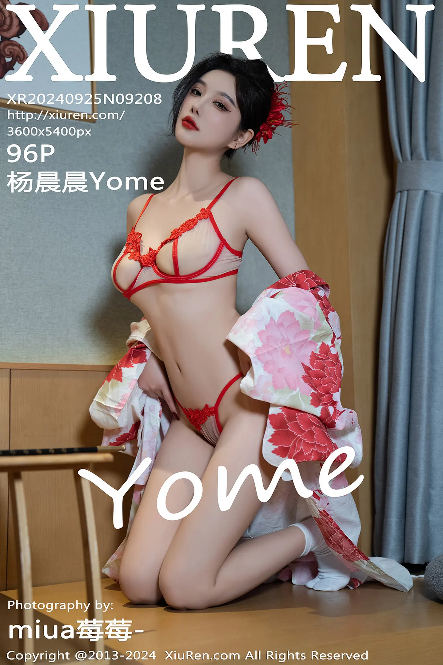 [XiuRen秀人网]No.9208_女神杨晨晨性感红色花朵服饰露红色情趣内衣秀丰腴身材诱惑写真96P-秀人网 - XiuRen.Space